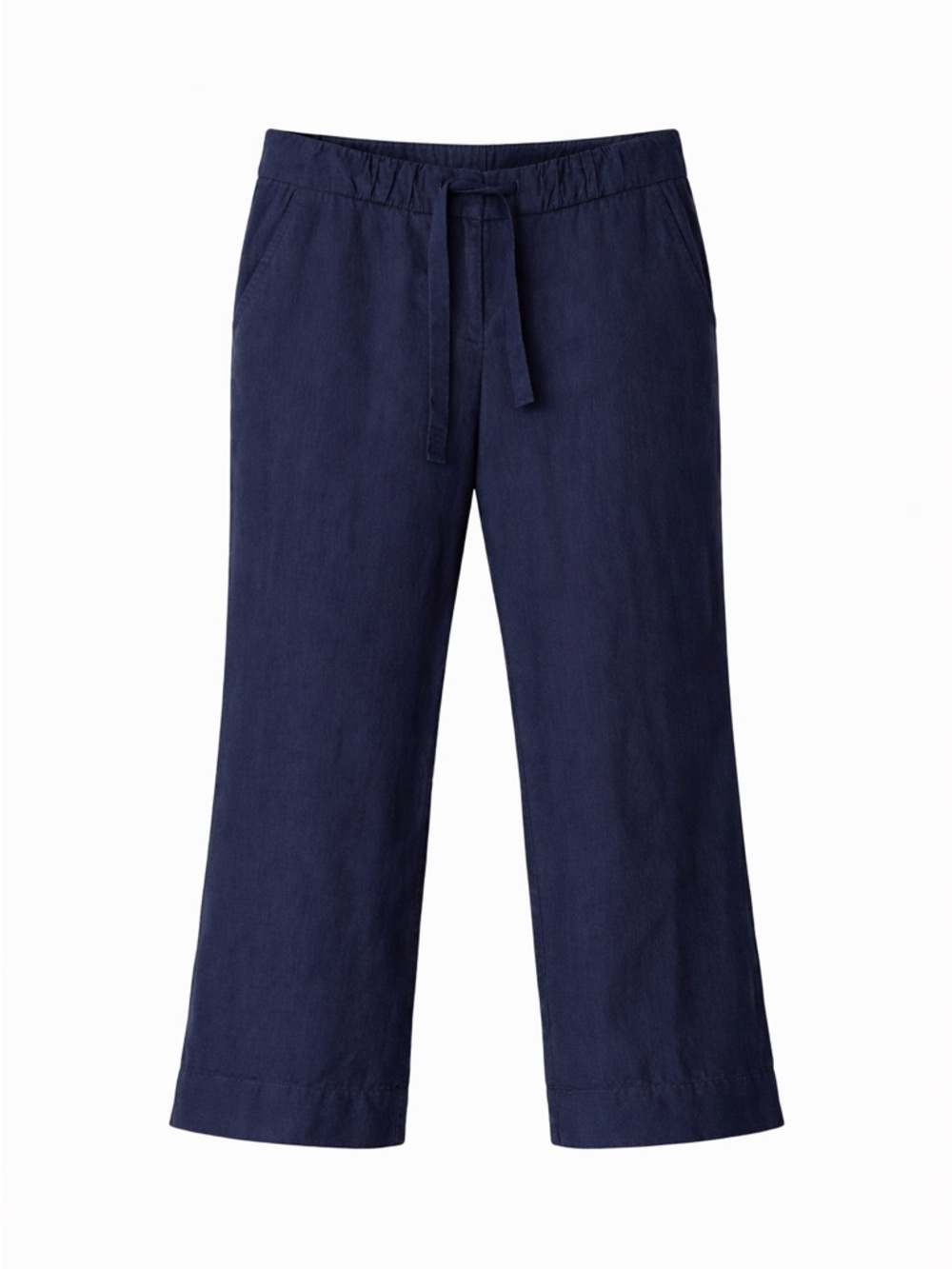J. Crew Navy Blue Wide-Leg Drawstring Linen Trousers